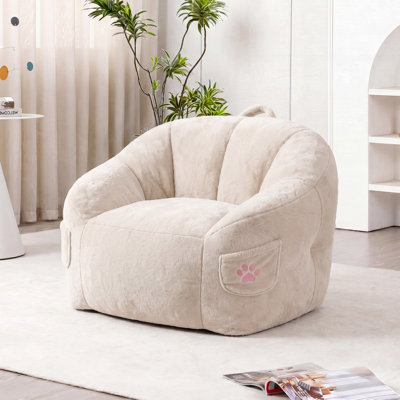 Poufs pour adultes, canapé-pouf moelleux en mousse à mémoire de forme, fauteuil de lecture, pouf confortable pour salon, chambre, appartement, beige