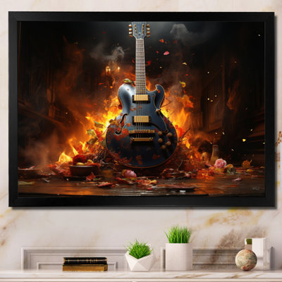 Jing Orange Black Fire Guitar Tools Music  Print