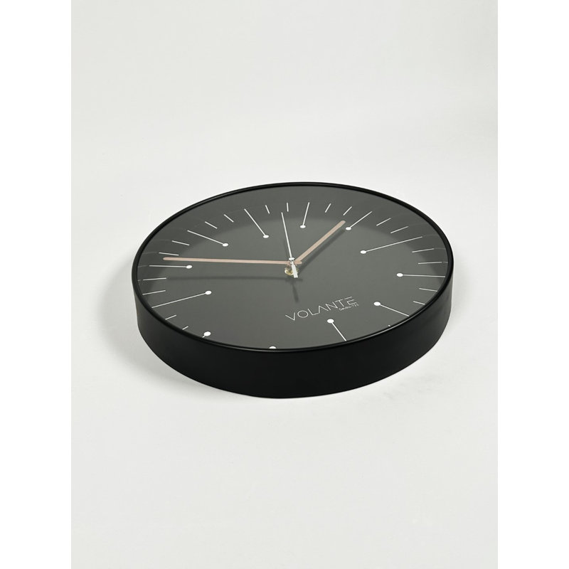 Elegant Decorative Wall Clock, 12 Inches, Black & Bronze | 100% Plastic Frame, Real Glass Cover, Thickness: 1.8 Inches | Perfect for Home, Office, Living Room & Kitchen Decor, Stylish & Functional Timepiece