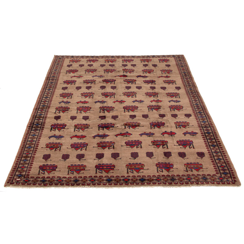 Tapis de la surface en laine 7 pi 3 po x 9 pi 7 po one-of-kind à la main-noué la 2010 baluch Yadkinville