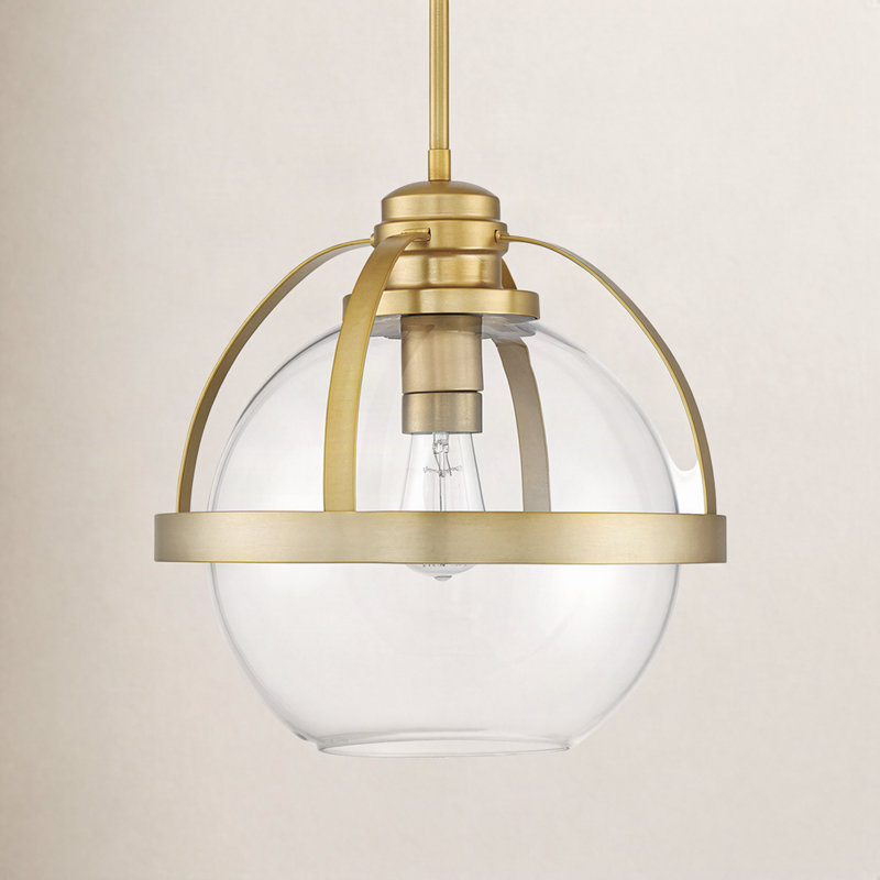 Luminaire suspendu simple en verre Margos, Laiton chaleureux