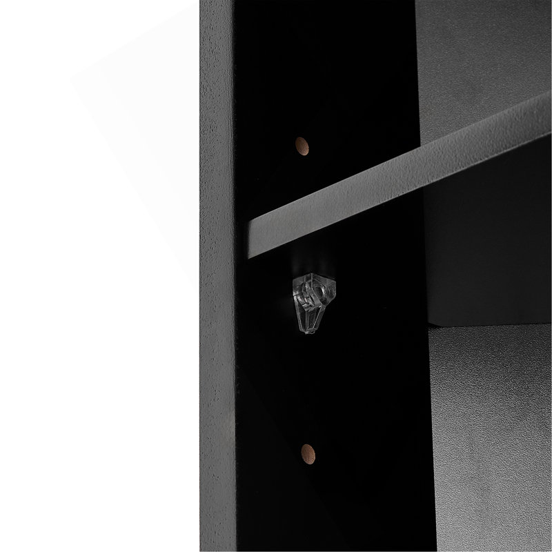 Multi-Functional Corner Cabinet For Bathroom Storage With Adjustable Shelves And Open Shelf, Black