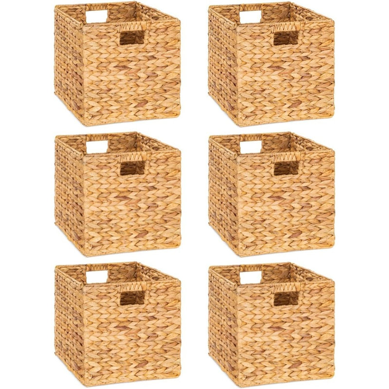 Paniers de rangement en osier de jacinthe d'eau avec poignées, ensemble de 6