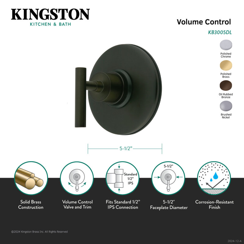 Kingston Brass Concord Single-Handle Volume Control, Polished Brass