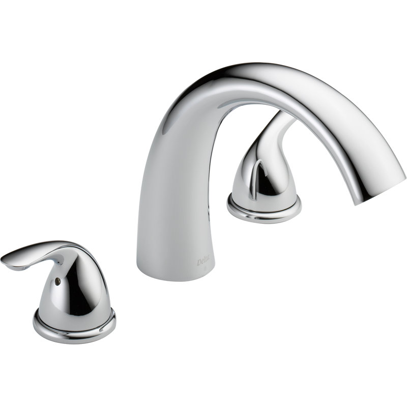 Classic Double Handle Deck Mounted Roman Tub Faucet, Chrome
