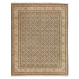 Hand Knotted Wool Oriental Area Rug in Olive Green And Beige