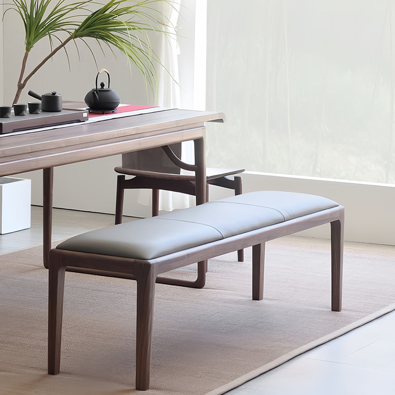 Banc rembourré en similicuir noir, H 16,92 po x l 59,05 po x P 15,74 po