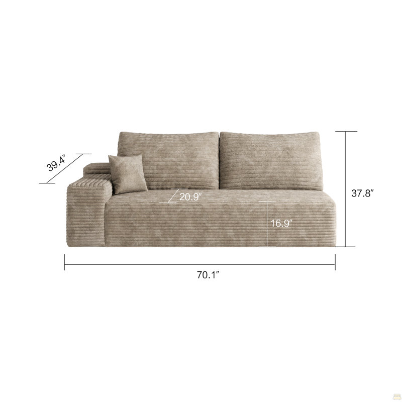 Canapé modulaire modulaire, Orienté à droite, Tissu chameau