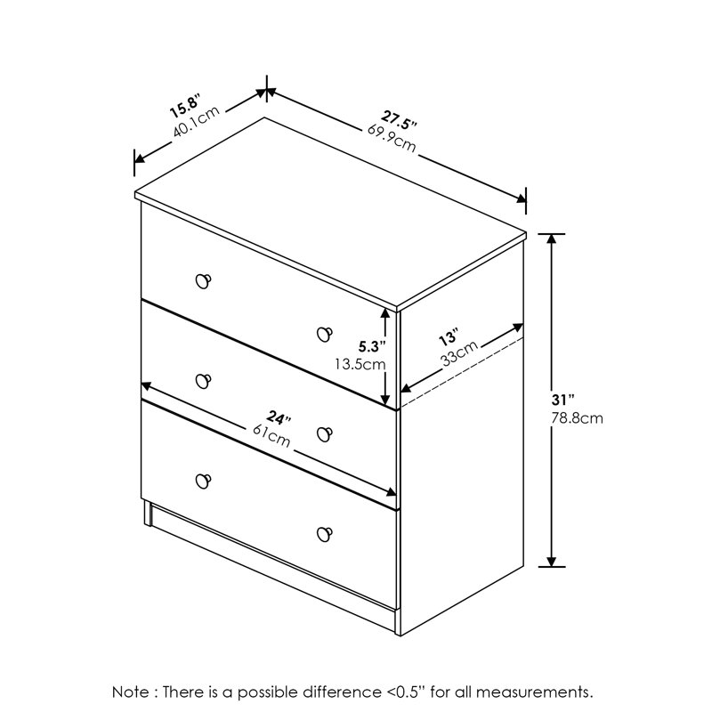 Agnello 27.72'' W 3 - Drawer Dresser, Americano