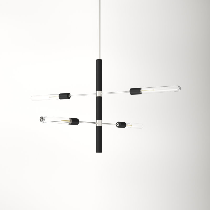 Christopher 4 - Light Sputnik Modern Linear Chandelier, Polished Nickel