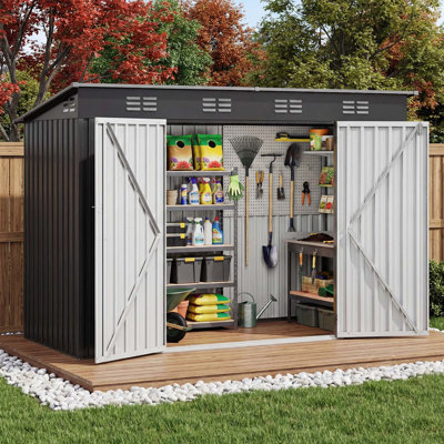 Edrosie Inc 8.5 ft W x 3.5 ft D Metal Lean-To Storage Shed