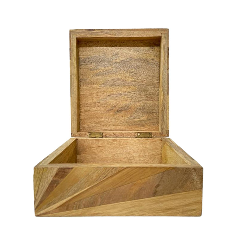 Boîte de rangement décorative, design Sunburst, bois de manguier brun de 8 pouces