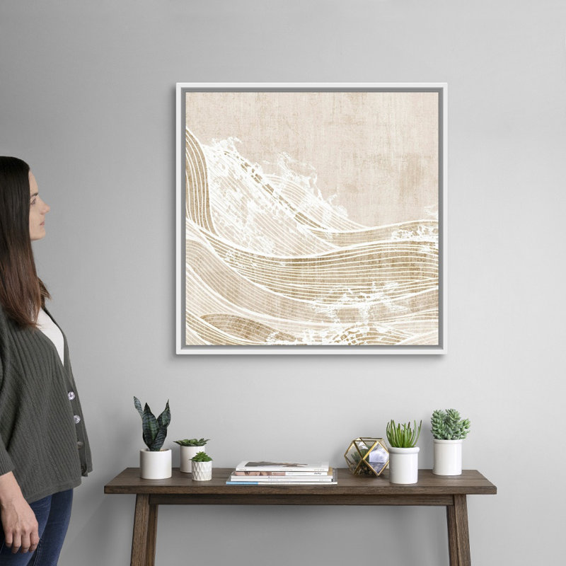 «Tidal Waves I» par Eva Watts - reproduction d'art sur toile, 32" H x 32" W x 1.75" D, Cadre blanc