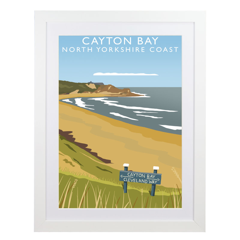 Cayton Bay by Richard O'Neil - Print, White Wood Frame, 43.5 cm H x 33.5 cm W x 2.2 cm D