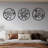 Three Piece Wall Decor With Floral Hollow Out In Black Round Metal Envelope, Crafted From High - Grade Metal, 3D Visual Effect By Cutting Method, 0.08 Inch Thick For Resistance To Wear And Tear, Pre