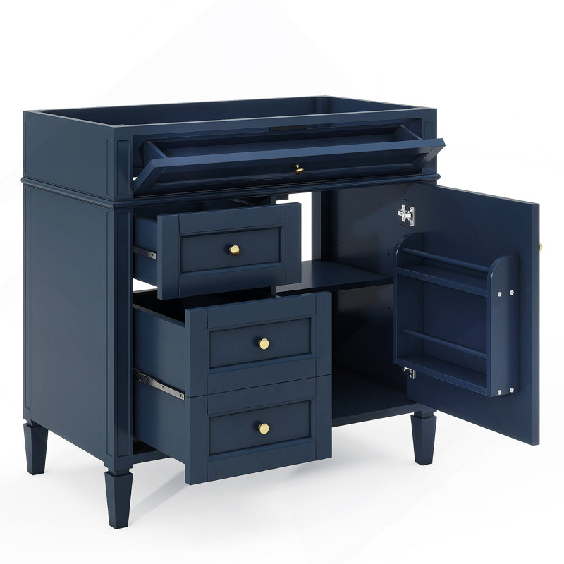 Meuble-lavabo de salle de bain sans lavabo supérieur, armoire de rangement de salle de bain avec tiroirs et tiroir basculant