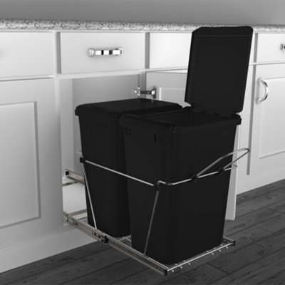Rev-A-Shelf Double Pull Out Trash Can 35 Qt for Kitchen