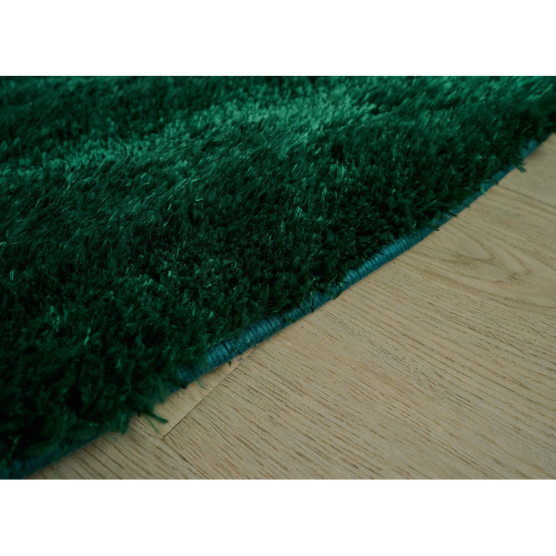 Tapis vert tissé à la main à motif moderne Sunny Collection, Rond 7 pi
