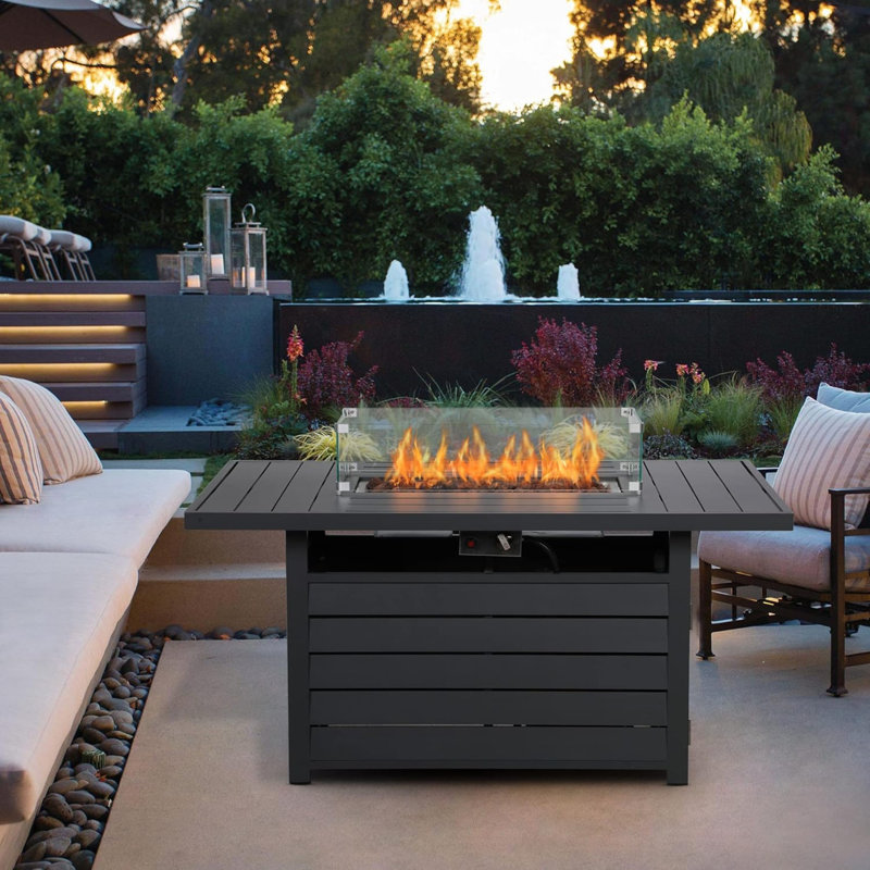 Rectangle Aluminum Propane Smokeless Fire Pit Table