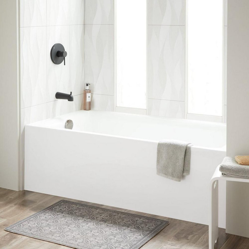 Sitka 60" Three Wall Alcove Acrylic Soaking Tub, Left