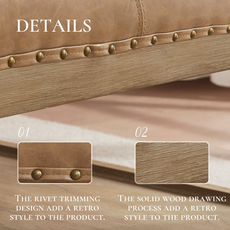 Repose-pieds en cuir Cristan, Marron clair