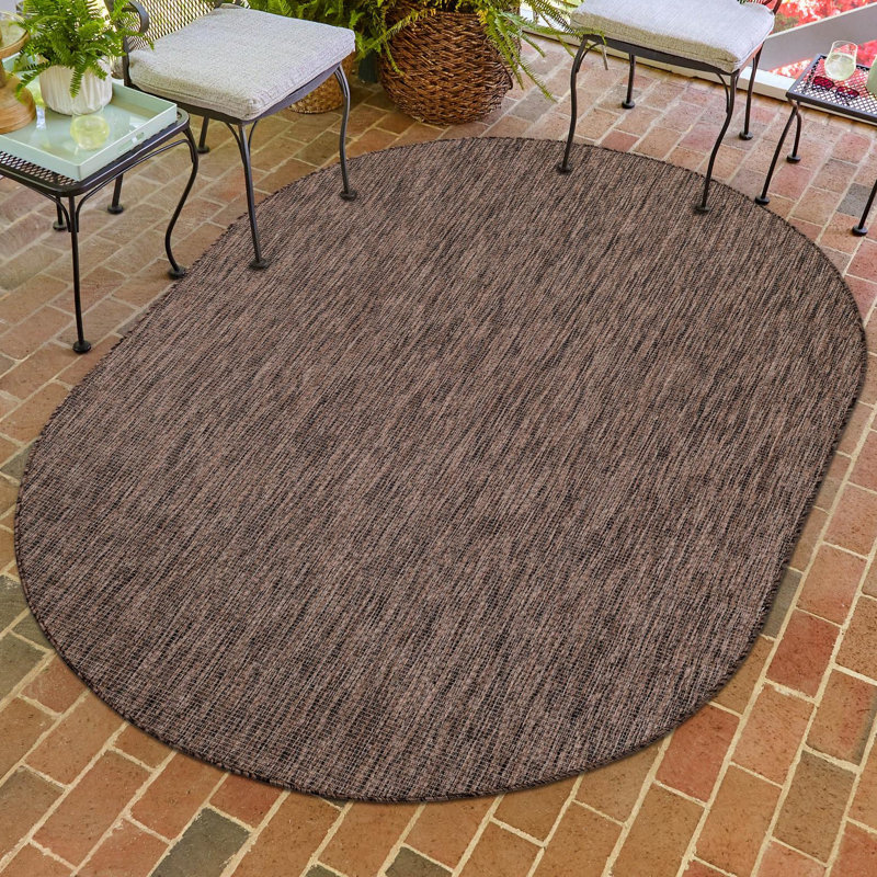 Abderus Light Brown Indoor Area Rug, Oval 3'1" x 5'3"