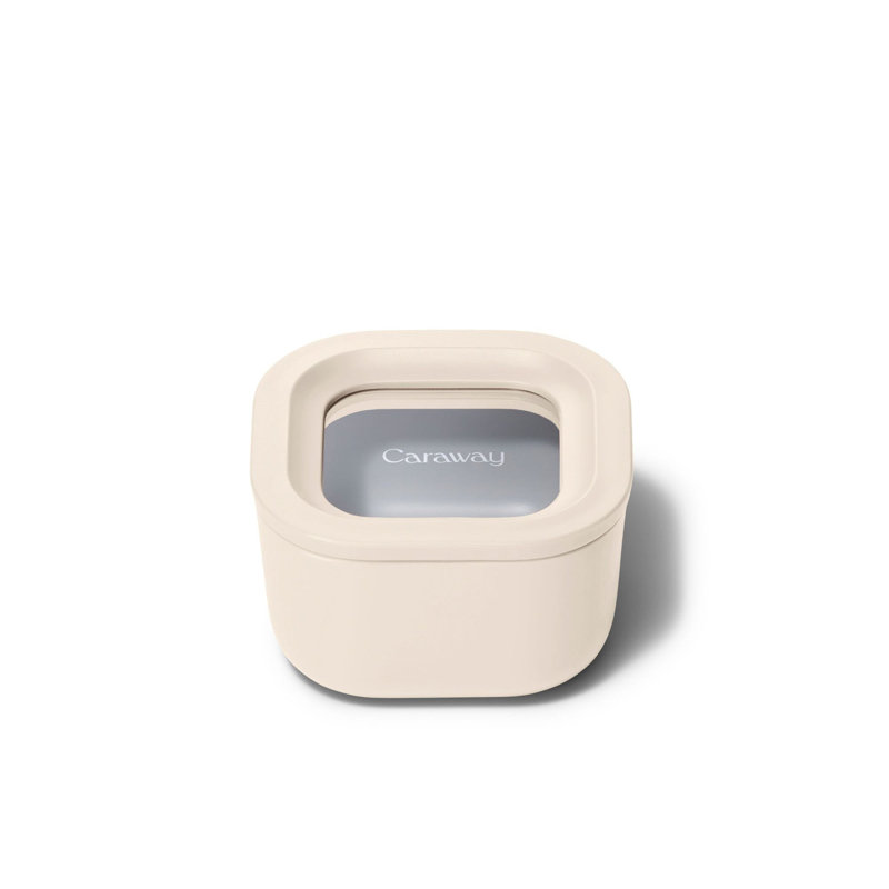 Caraway Mini Square Container w/ Lid, Cream, Cream