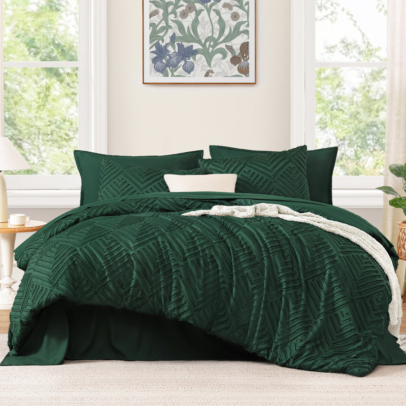 Andency Full Size Comforter Set with Sheets Dark Emerald Green - 7 Pieces Bed in a Bag Tufted Bedding Sets Fluffy Lightweight Full Bed Set with Comforter, Sheets, Pillowcases & Shams for All Season