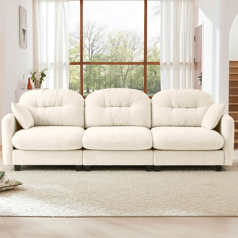 107" Chenille Modular Sofa, Beige, 36.6'' H X 107'' W X 34.2'' D