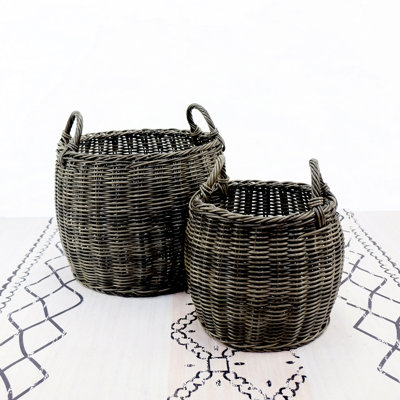 2 Stackable Storage With Handles - Gray Plastic For Gardening Tools 16.23 In. X 15.57 In Hand Woven Basket Pair Dark Phone Chargers