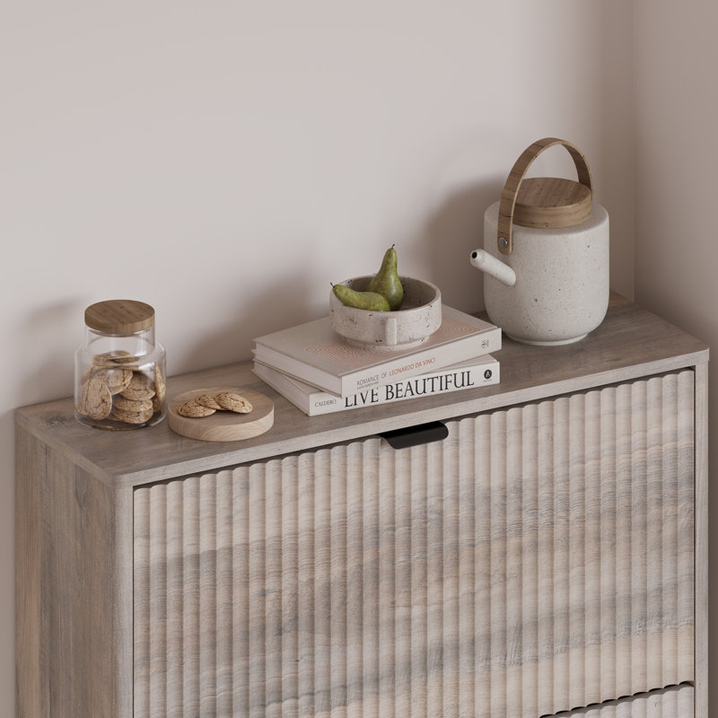 Wavy 3-Door Shoe Storage,, Gray