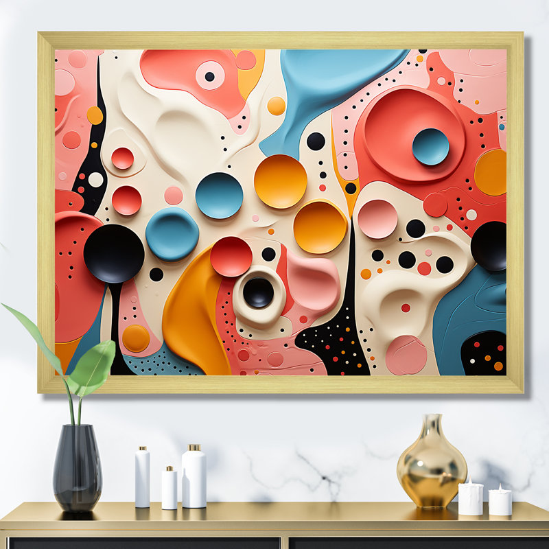Tourbillon d'art coloré abstrait coloré I - décoration murale abstraite, Cadre d'angle fermé doré, H 16 po x l 32 po x P 1 po