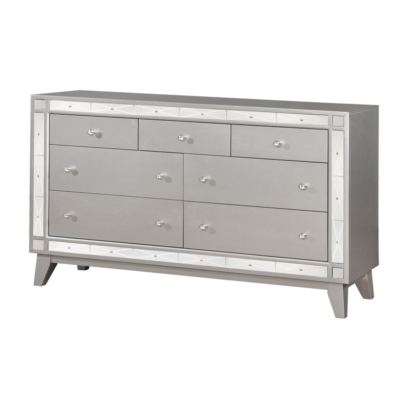 Eltra 7 Drawer 57.6" W Dresser in Metallic Mercury