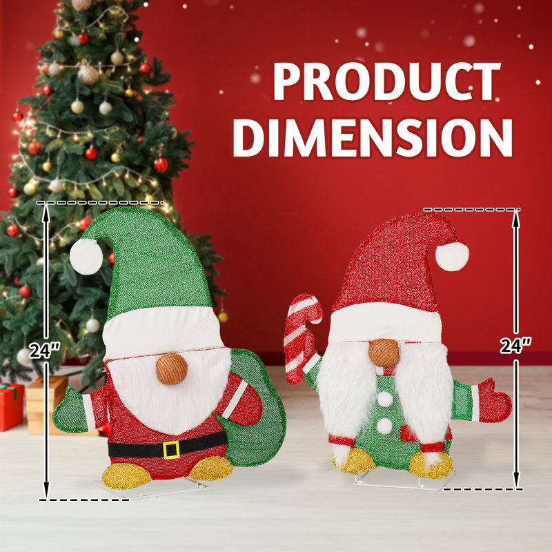 2 pièces de décoration de Noël gnome avec canne en bonbon