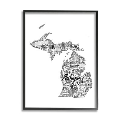 " Michigan State Typography Cities Map " by The Saturday Evening Post
