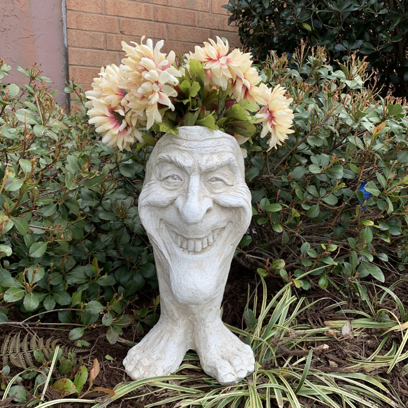 Pot à fleurs Muggly's Uncle Lucky Face, Blanc antique