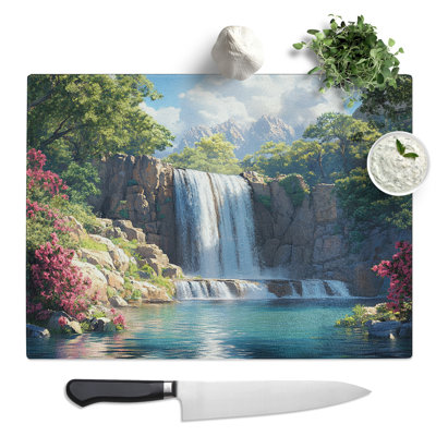 A Waterfall  Glass Chopping Board