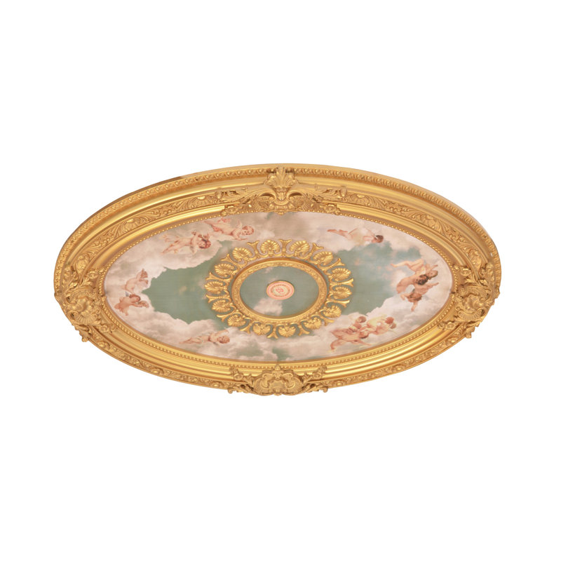 Oval Chandelier Ceiling Medallion, Cherubs Sky