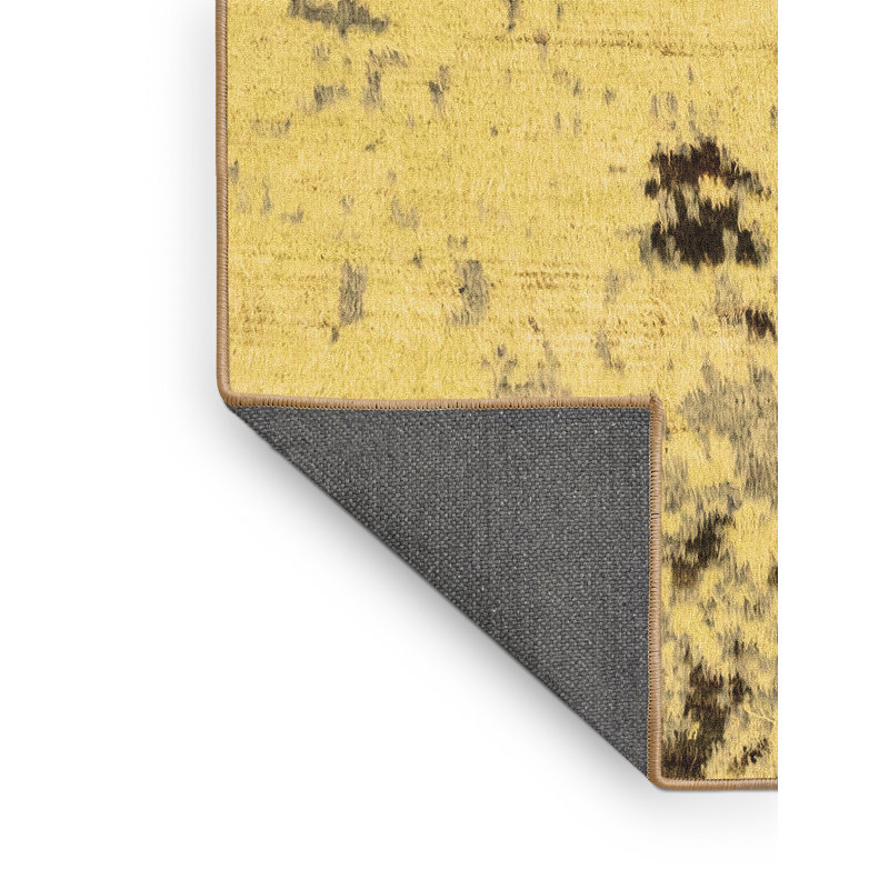 Tapis rectangulaire abstrait fabriqué à la machine 7 pi x 10 pi brun