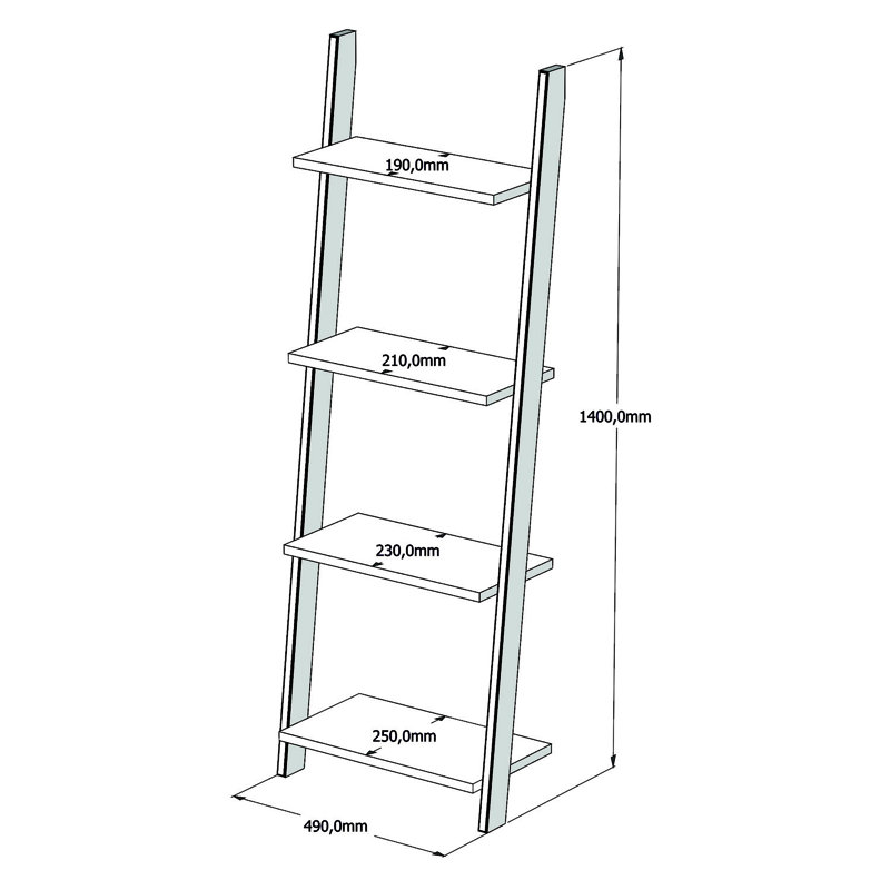 Thad 140cm H x 49cm W Ladder Bookcase