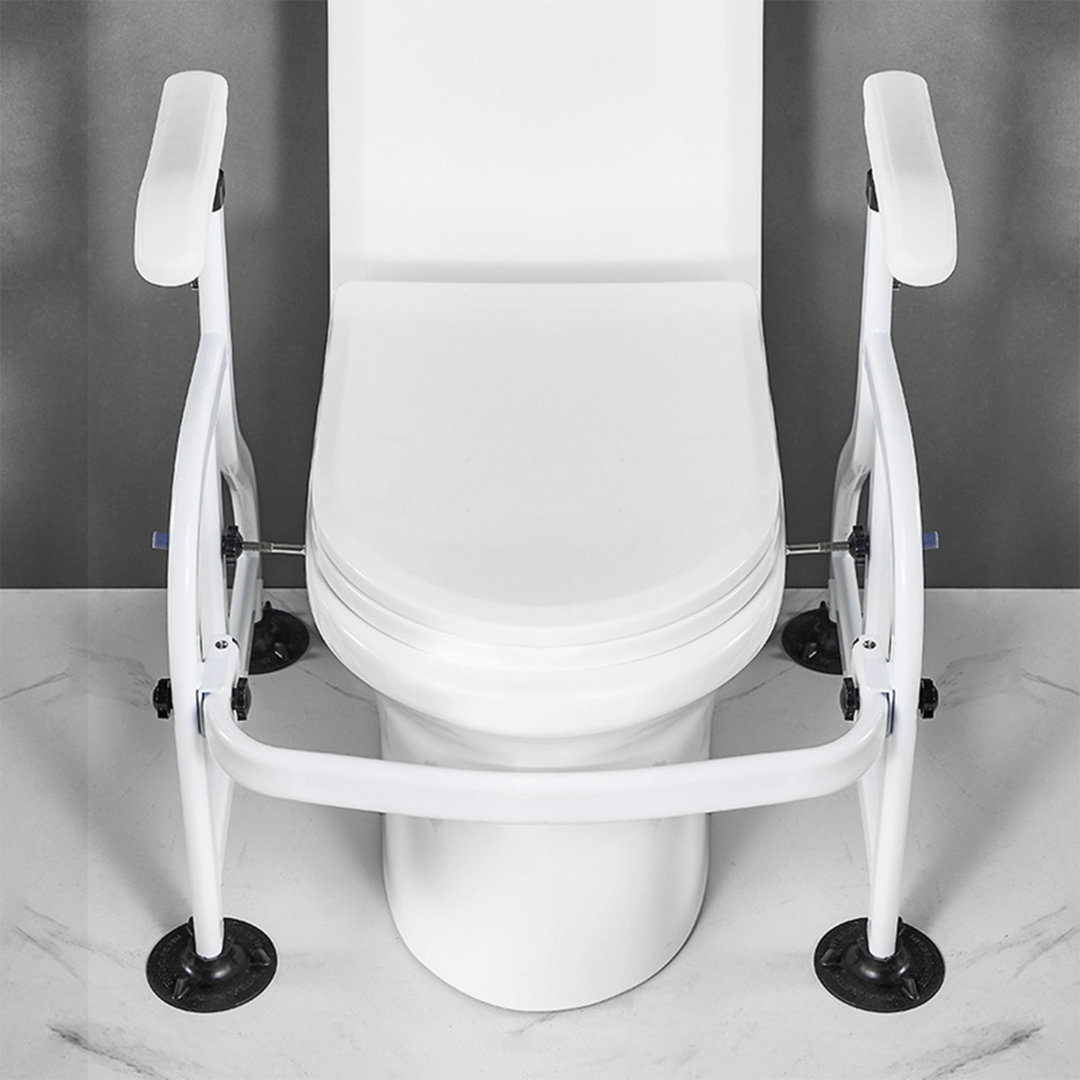 Toilet Safety Frames, Adjustable Height Toilet Safety Rails with Anti-Slip Large Suction Cups Fit for Most Toilet, Heavy Duty 150KG Commodes Rails for