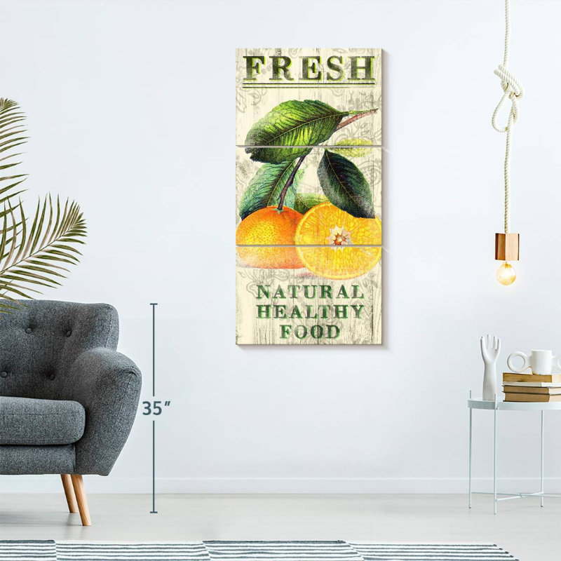 Oranges fraîches, reproduction sur toile, H 30 po x l 62 po x P 1,25 po