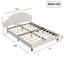 UK & EU Kids Velvet Bed Frame, Scalloped Shell Upholstery Bed with Height-Adjustable Headboard, Beige/Pink-2098748964-2109734727