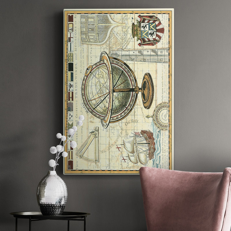 Carte nautique II, impression sur toile tendue, H 18 po x l 12 po x P 1 po
