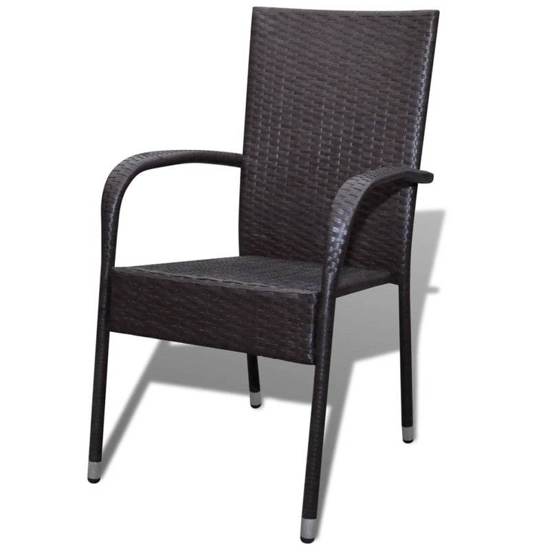 Chaise de patio empilable en teck, Brun