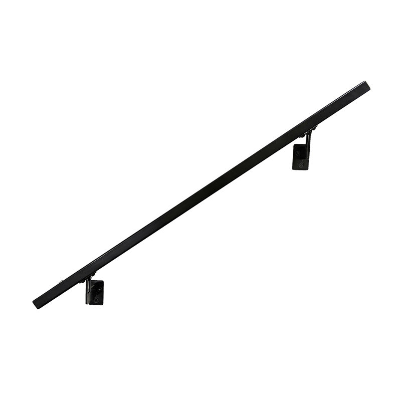 Modern Aluminum Handrail Grab Bar Kit, Adjustable Steel Brackets, Returns to Wall, Powder Coat, 6' W, Black