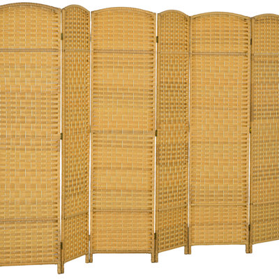 Natural Wood Room Divider - 6 Panel Hand-woven For Living And Office 6' Tall Foldable Home Bedroom