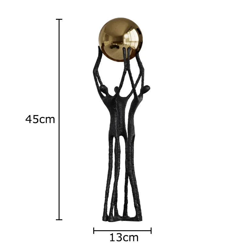 House Of Avana Golden Ball Weightlifter Statue Abstract Desk Decor