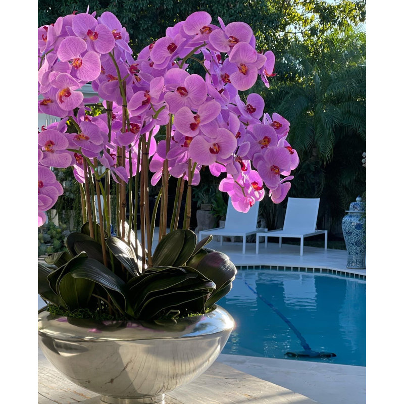 Orchid Floral Arrangement in Planter, Light Purple