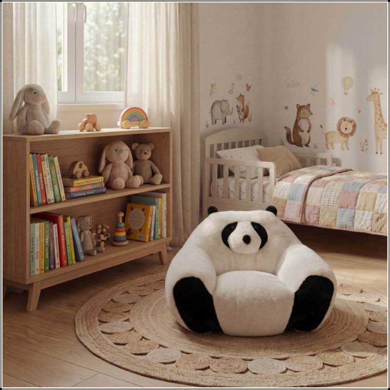 Fauteuil à billes en forme de panda, fabriqué en tissu doux et moelleux, convient aux chambres à coucher, aux salons et aux salles de jeux